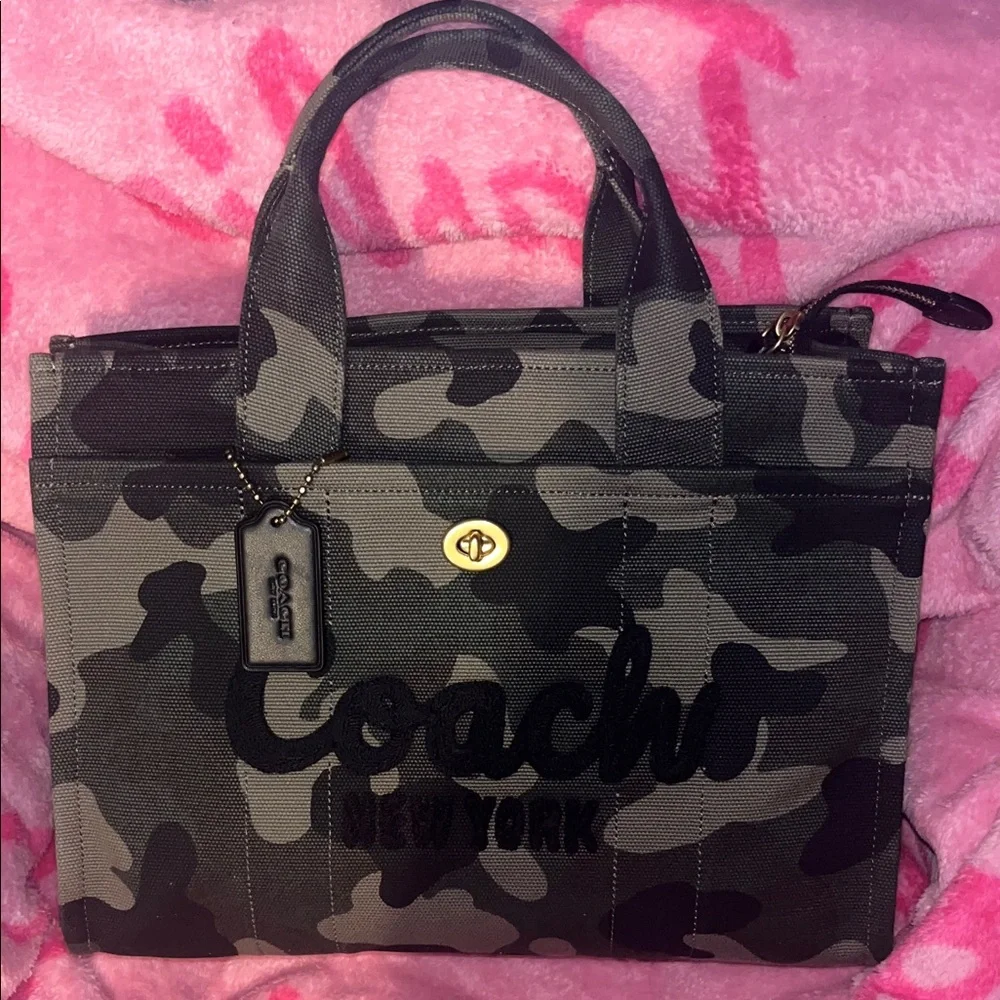 Coach Green and Black Camouflage Tote - Picture 1 of 10